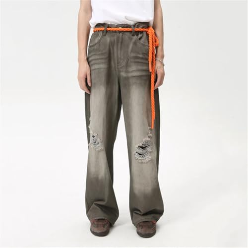 Men's Straight Denim Pants High Street Hip Hop Wide Leg Jeans Bottoms4