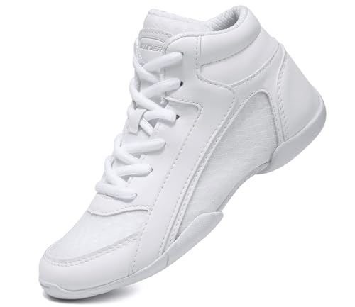 TUOTOM Girls White High Top Cheerleading Shoes Lightweight Youth Cheer Sneakers Hip Hop Training Dance Tennis Shoes2