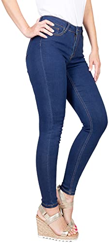 2LUV Women's Solid Stretchy 5 Pocket Skinny Jeans Indigo Blue 32