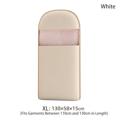 2025 Space Saving Hanging Garment Bag with Self Compression Zipper - Garment Bags for Hanging Clothes, Dustproof, Wrinkle-Free Storage Solution, Great for Closet, Wardrobe & Travel (White, XL)2