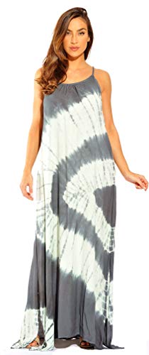 Image of Riviera Sun Women's Tie Dye Maxi Dress, Spaghetti Strap Open-Back Sundress and Beach Cover Up