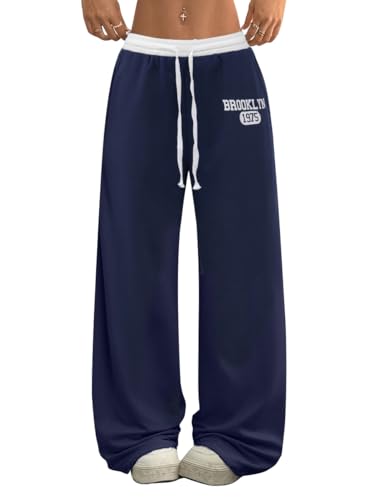 SOFIA'S CHOICE Women's Drawstring Sweatpants Low Waist Wide Leg Pants with Pockets