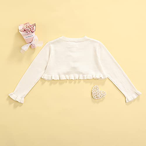 Little Girls Knitted Bolero Cardigan Long Sleeve Ruffled One Button Sweater Crop Top Fall Shrug Cover Up4