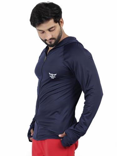 Image of Diamond Fashion Men's Gym Hoodie Jacket | Lightweight Stretchable Activewear for Workout, Running & Fitness | Quick Dry Full Zip Sports Hoodie for Men