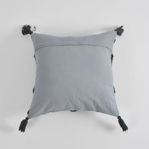 Image of TIB Premium Boho Decorative Throw Cushion Covers, 16 x 16 cm, Set of 2, Cotton. (Grey Cross)