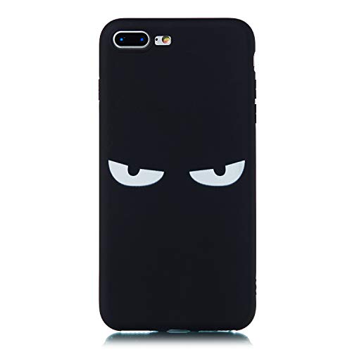 CUAgain Funda Compatible con iPhone 8 Plus/iPhone 7 Plus Silicona Dibujos Motivo Negro TPU Kawaii Ultrafina One Piece Carcasa Case Antigolpes Bumper Resistente Cover,Don't Touch My Phone
