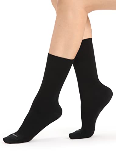 Icebreaker Damen Lifestyle Fine Gauge Crew Socken, black-gritstone hthr, S-M