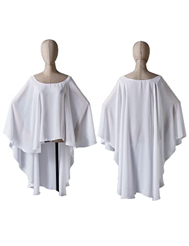BEAUTELICATE High Low Shawl Chiffon Capelets Wedding Bridal Cape Sheer Overlay Poncho Stole For Women4