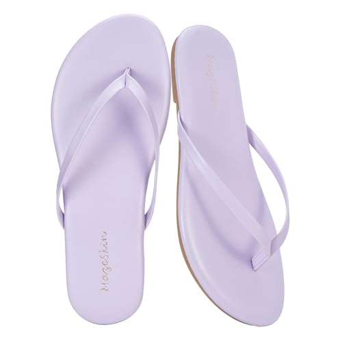 Image of mazeskin Women's Memory Foam Comfortable Flat Thong Sandals Dressy Summer Beach Leather Slide Flip Flops