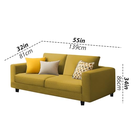 Image of Galib 2 Seater Sofa Set for Living Room (Yellow Fabric) Premium Fabric Sofa Set