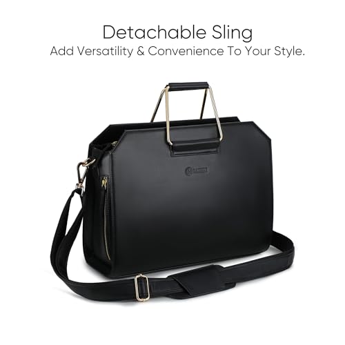 CHIQUE - 15.6" Laptop Tote Bag for Women | Professional Office Bag | Detachable & Adjustable Strap | Vegan Leather (Black)4