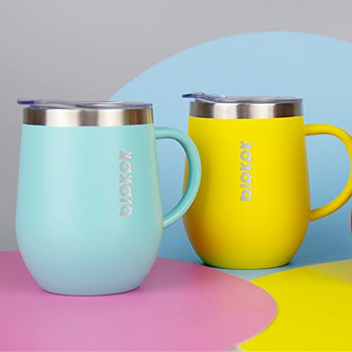 Image of BJPKPK 2 pcs Insulated Coffee Mug, 12 oz Stainless Steel Insulated Coffee Tumbler with Lid for Hot Drinks & Cold Drinks-Light Pink