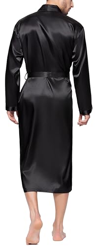 Lavenderi Mens Silky Satin Lounge Robe, Long Lightweight Sleepwear3