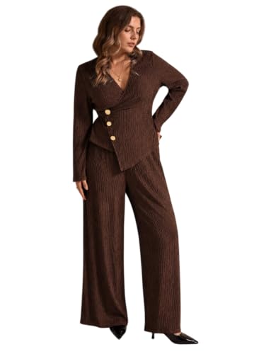 Image of LITZO Women's Co-Ord Set | Stylish Matching Top & Bottom Set | Shirt and Pant Set for Women | Casual Two Piece Lounge Outfit | Office Wear Western Outfit (L-203-207)