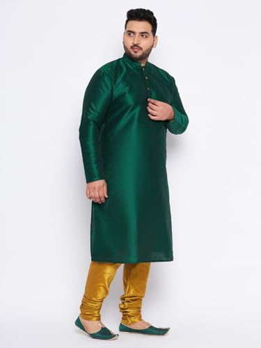 Image of Vastramay Plus Men's White Silk Blend Kurta Pyjama Set VPLUSMKWH001nPBL 44 | Independence Day