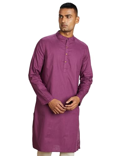 Image of Amazon Brand - Symbol Men's 100% Cotton Solid Long Length Casual Kurta - Regular Fit (Available in Plus Sizes)