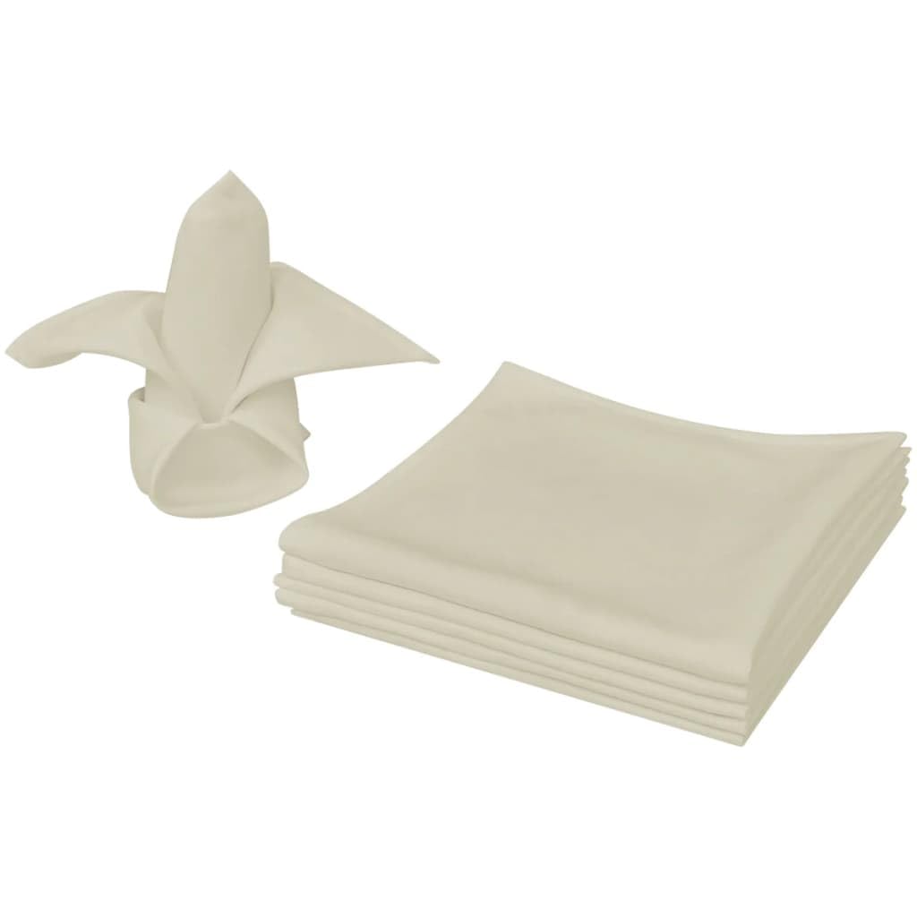 Cremefarbene Stoffservietten aus Polyester, 50 x 50 cm, 25er Set für Tischdeko bei Hochzeit, Geburtstag und Gastronomie, knitterarm, maschinenwaschbar