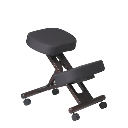 Office Star KC Series Ergonomically Designed Adjustable Knee Chair with Memory Foam Padding and Casters, Espresso Finish Wood Base