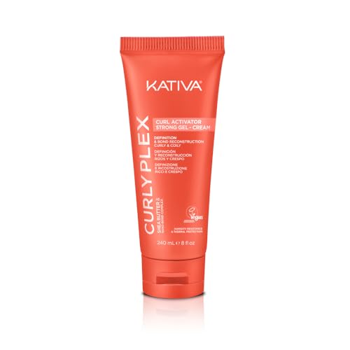 Kativa Curly Plex Curl Activator Gel Cream 240 ml | Rizos, Bucles o Afro| Definición y Reconstrucción | Con Nano-Bond Complex, Shea Butther y Semillas de Lino