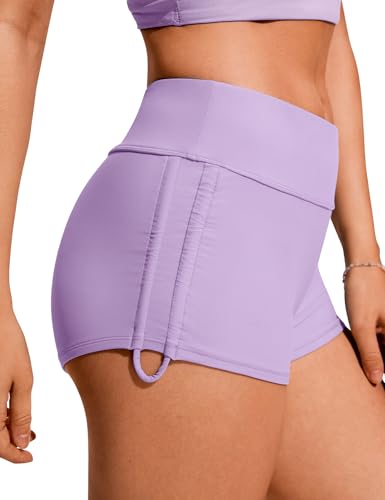Image of CRZ YOGA Ruched Side Board Shorts 1.1'' | Full Lining, High Waisted, Tummy Control, Swim, Beach, Bathing Bottoms for Women