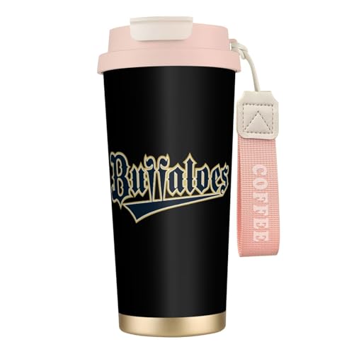 タンブラー オリックス・バファローズ 野球応援 コーヒーカップ 500ml ストローと蓋付き マグボトル 保冷 保温 ステンレス製 魔法瓶 水筒 直飲み 応援グッズ プレゼント