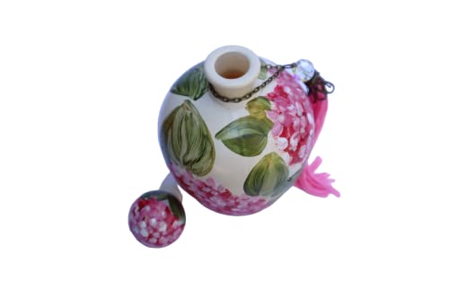 Exquisite Hand-Painted Pink Hydrangea Glass Perfume Bottle with Crystal Tassel - Vintage Floral Vanity Decor - Image 7