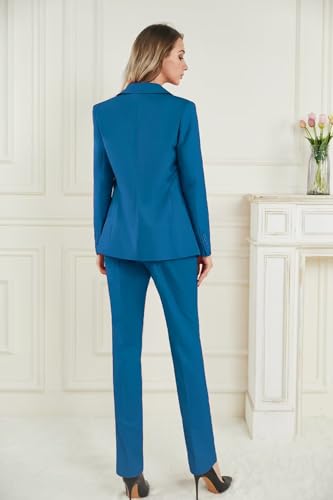Women's 2 Piece Tuxedo Suit Set Notched Lapel One Button Slim Fit Business Office Worksuit3