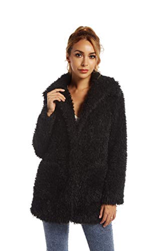 SUGAR POISON Elegant Faux Fur Coat Women 2025 Autumn Winter Warm Open Front Jacket Cardigan Overcoat Casual Outerwear M