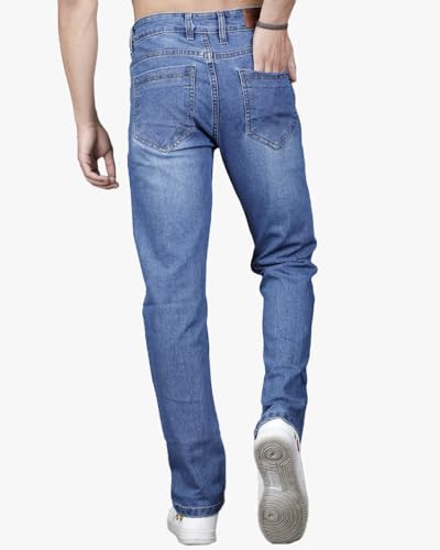 Image of EYEBOGLER Men Men's Jeans Pant Slim Fit Stretchable Casual Wear Mid Rise Cotton Blend Denim
