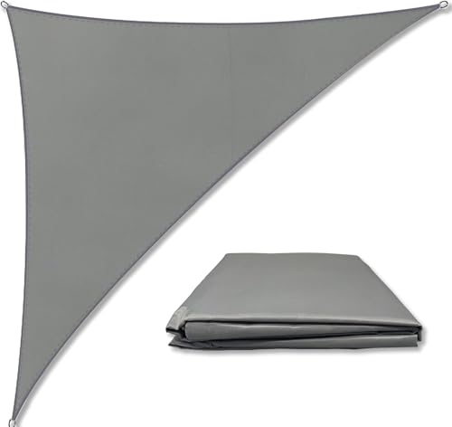 Triangle Sun Shade Sail Waterproof 3mX3mX4m Grey Garden Sail Right Angle Garden Canopy with 4 Sizes Optional 3 Ropes UV Block Patio Sunshade Sunscreen Awnings Hot Tub Shelter for Outdoor