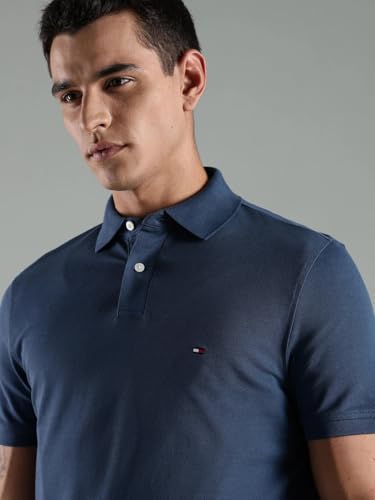 Image of Tommy Hilfiger Solid Regular Fit Cotton Polo T-Shirt