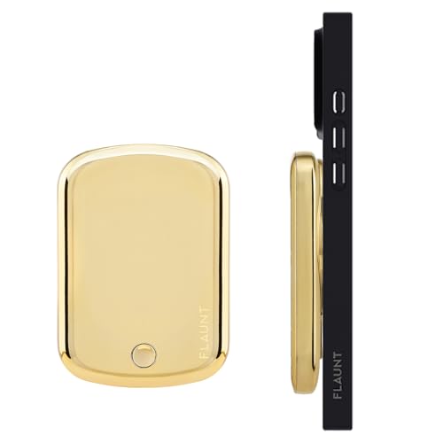 Image of Flaunt 5000mAh Wireless Battery Pack with USB-C Port - Metallic Gold | Slim Portable Power Bank - Compatible for MagSafe and Wireless Charging for iPhone, Smartphone, AirPods, Headphones, and More