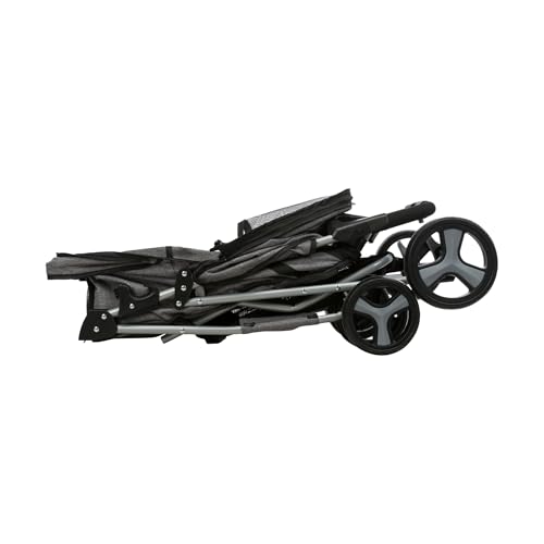 Trixie Hunde-Buggy – Transportlösung für Hunde – schnell faltbar – gefederte 360°-Fronträder – grau – 47 × 100 × 80 cm