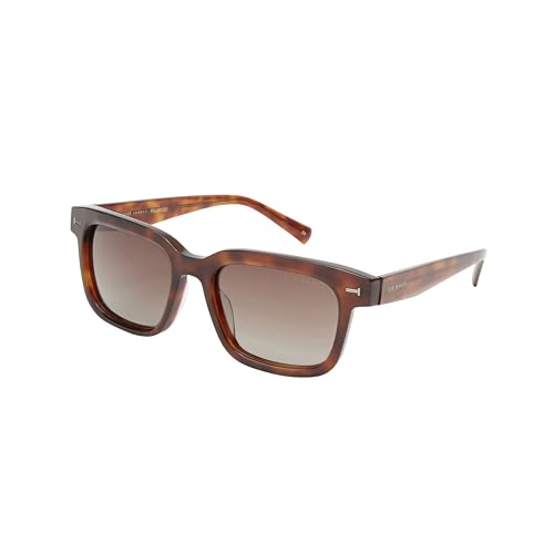 Ted Baker Men's Square Polarized Sunglasses, 54 mm, UV400 Protection, Brown Horn