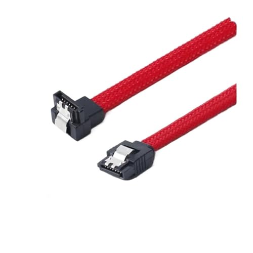 Cable SATA 3.0 III 7Pin 50 cm con funda de nylon rojo y negro miniatura 3