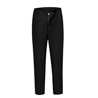 Boys' Flat Front Dress Pants for Little Kids Boys Fashion Black School Uniforms Pants Classic Slacks Trousers with Adjustable Waist Size 7