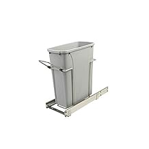 Knape & Vogt Soft-Close Pull-Out Trash Can for Cabinets, 20 Qt 5 Gallon Bottom Mount Single Kitchen Trash Bin, 8-3/8 in. x 20-1/8 in. x 17-5/16 in., SCB9-1-20PT, Platinum