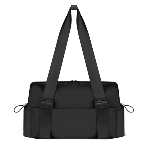 Small Gym Bag for Women with Wet Compartment, Mini Gym tote for Sport & Workout, Waterproof Cute Travel Duffle Bag, Black, KUKUPAK