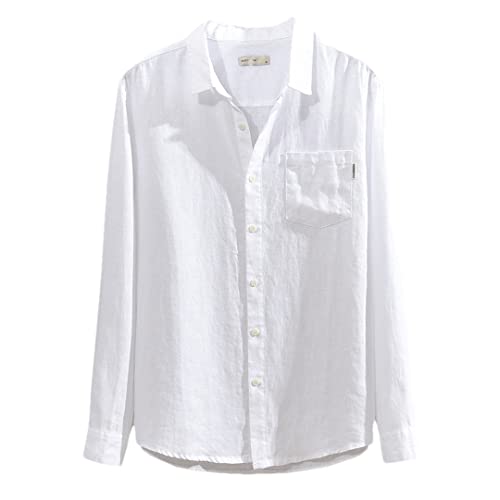 Chemise en lin homme manches longues coupe italienne blanche taille 3XL