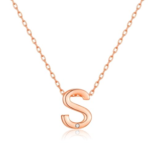 Philip Jones Rose Gold Plated Initial Necklaces A to Z Created with Zircondia® Crystals