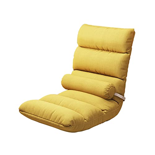 Silla de suelo ajustable para meditación y juegos en interiores, respaldo de 5 velocidades, asiento plegable con soporte lumbar extraíble, color beige, perfecta para relajación y comodidad