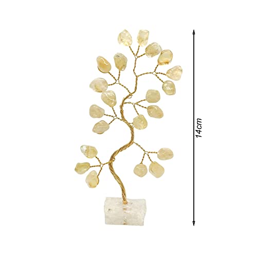 Bonsai Pedra Citrino Base Cristais 10cm - Prosperidade