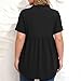 Womens Plus Size Henley Tops Casual V Neck Short Sleeve T Shirts Button Babydoll Loose Fit Peplum Tops Summer Outfits Black