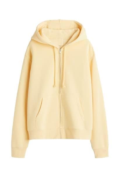 Zipper Hooded Full Sleeve Sweatshirts for Women (Yellow)-image-48