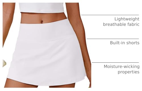 Image of PINSPARK Womens Tennis Skirt High Waisted Golf Skort with 2 Pockets Stretchy Athletic Skirts for Workout Pickleball Running
