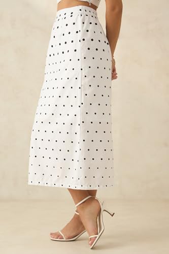 VIRGIO 100% Cotton Polka Midi Skirt with Fitted Style4
