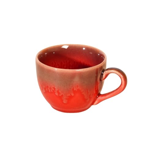 Image of AAKRITI ART CREATIONS Rustic Drip Tea Cups Set of 6 | Ceramic Cup Set | Multipurpose Utility Cups | Modern Art Ceramic Cups, Kitchen Essentials | Glossy Finish, Red Tea Cup Set