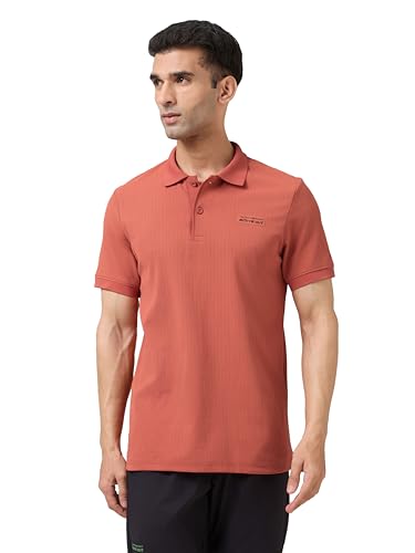 Image of TECHNOSPORT Men's Slim Fit Striped Half Sleeve Active Out Matpiq Polo T-Shirt for Gym, Sports & Regular Use