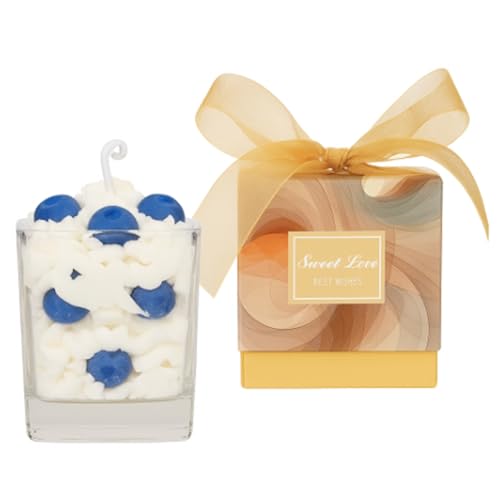 Vela Artesanal de Soja Postre Arándano y Nata – Hecha a Mano, Aroma Frutos Rojos Dulce, Decoración Realista, Caja Regalo de Lujo – Hipnotik Casuality