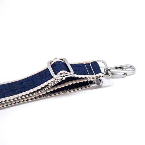 Image of S&loyoe Silver bucklePurse Straps Replacement Crossbody Bag Strap Adjustable Wide Guitar Straps for Handbags 1.5inch (abyrinth Stripes Dark Blue Silver)